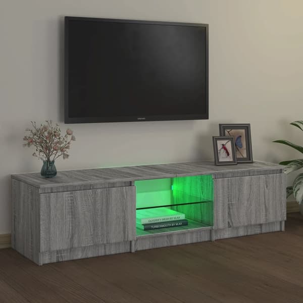 vidaXL tv-bord med LED-lys 140x40x35,5 cm grå sonoma-eg - TV-møbler