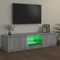 Miniatyrbillede 5 af 6: vidaXL tv-bord med LED-lys 140x40x35,5 cm grå sonoma-eg -  TV-møbler