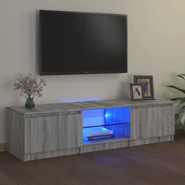 vidaXL tv-bord med LED-lys 140x40x35,5 cm grå sonoma-eg - TV-møbler