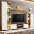 Miniatyrbild 1 av 6: vidaXL TV-möbel med LED-belysning sonoma-ek och vit -  TV-bänkar