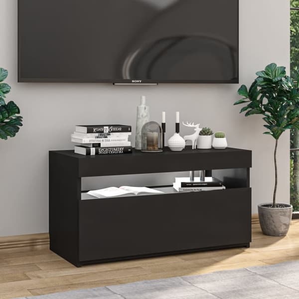vidaXL tv-bord med LED-lys 75x35x40 cm sort -  TV-møbler