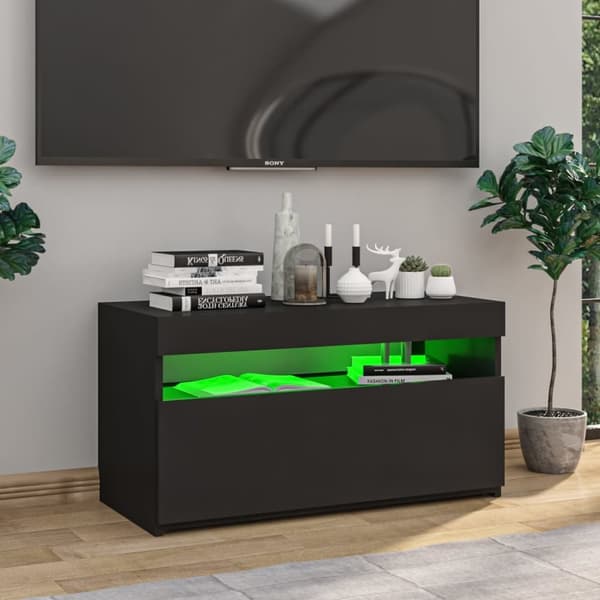 vidaXL tv-bord med LED-lys 75x35x40 cm sort -  TV-møbler