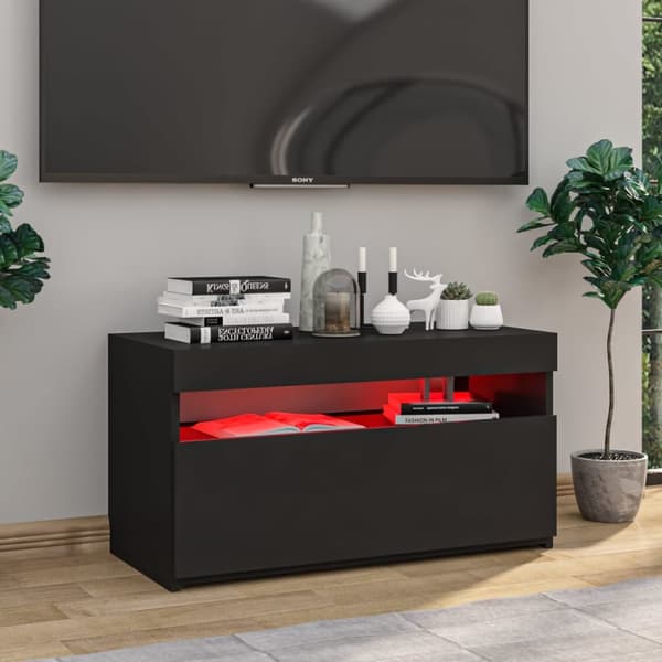 vidaXL tv-bord med LED-lys 75x35x40 cm sort -  TV-møbler