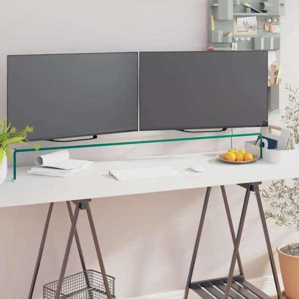 vidaXL TV-stander/monitorstand klart glas 110x30x13 cm - TV-møbler