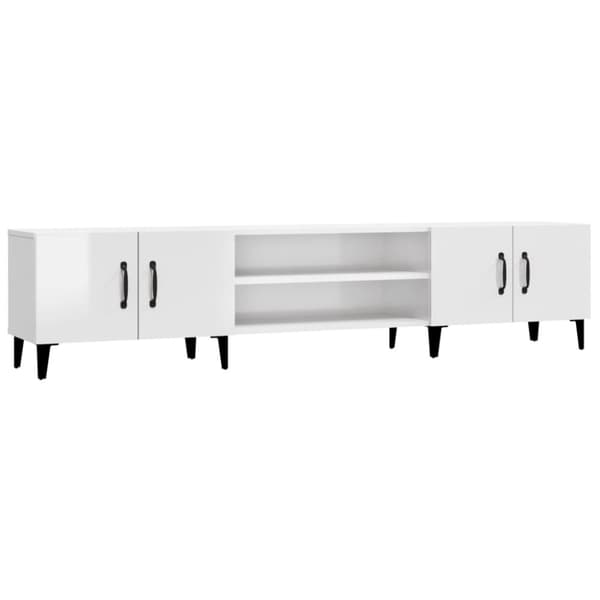 vidaXL tv-bord 180x31,5x40 cm konstrueret træ hvid højglans -  TV-møbler