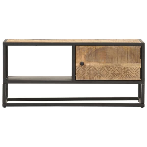 vidaXL tv-skab med udskåret låge 90x30x40 cm ru mangotræ -  TV-møbler