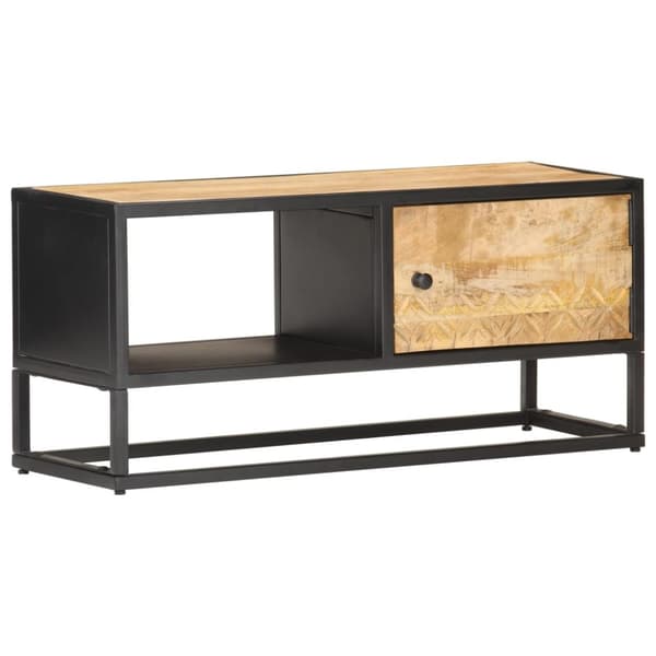 vidaXL tv-skab med udskåret låge 90x30x40 cm ru mangotræ -  TV-møbler