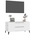 Miniatyrbild 5 av 6: vidaXL Tv-bänk vit 102x44,5x50 cm konstruerat trä -  TV-bänkar