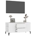 Miniatyrbild 6 av 6: vidaXL Tv-bänk vit 102x44,5x50 cm konstruerat trä -  TV-bänkar