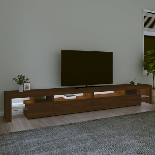 vidaXL tv-bord med LED-lys 290x36,5x40 cm brun egetræsfarve -  TV-møbler