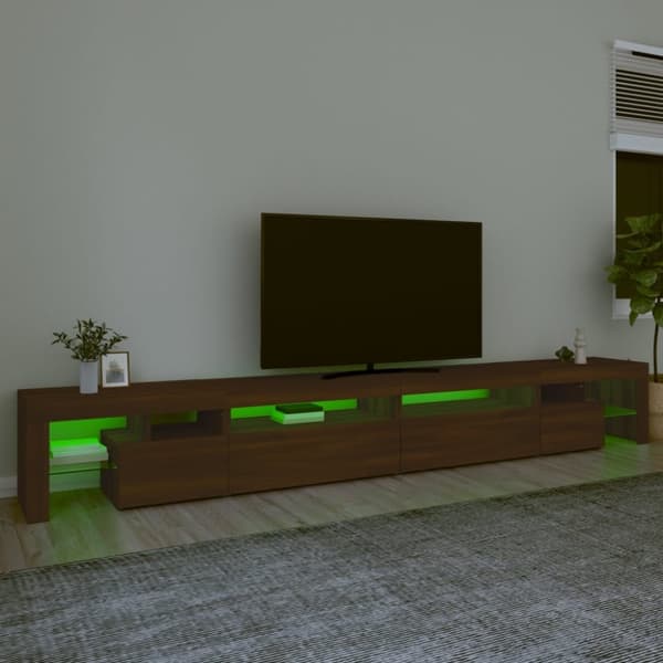 vidaXL tv-bord med LED-lys 290x36,5x40 cm brun egetræsfarve -  TV-møbler