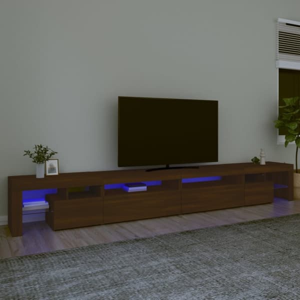 vidaXL tv-bord med LED-lys 290x36,5x40 cm brun egetræsfarve -  TV-møbler