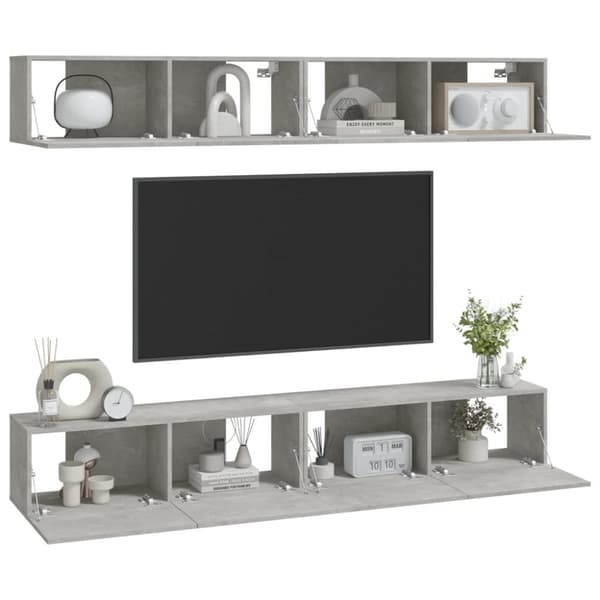 vidaXL væghængte tv-skabe 4 stk. 100x30x30 cm betongrå -  TV-møbler