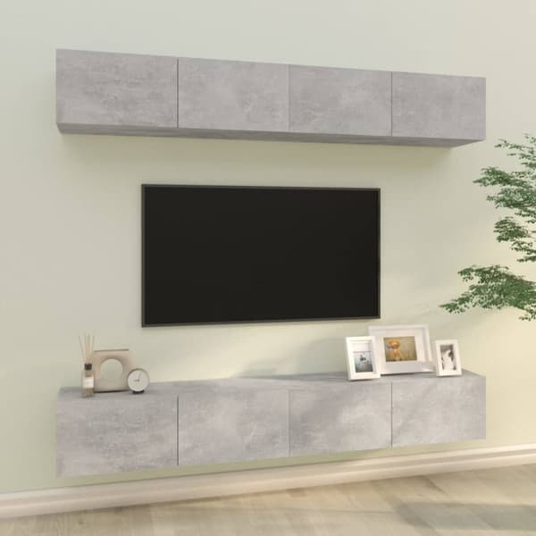 vidaXL væghængte tv-skabe 4 stk. 100x30x30 cm betongrå -  TV-møbler