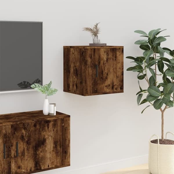 vidaXL væghængte tv-skabe 2 stk. 40x34,5x40 cm røget egetræ -  TV-møbler