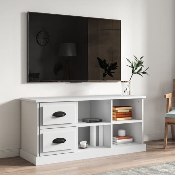 vidaXL tv-bord 102x35,5x47,5 cm konstrueret træ hvid -  TV-møbler