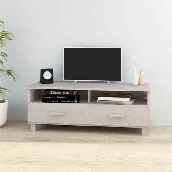 vidaXL tv-skab HAMAR 106x40x40 cm massivt fyrretræ hvid -  TV-møbler