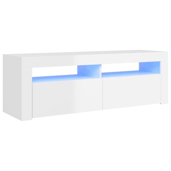 vidaXL TV-bänk med LED-belysning vit högglans 120x35x40 cm - TV-bänkar