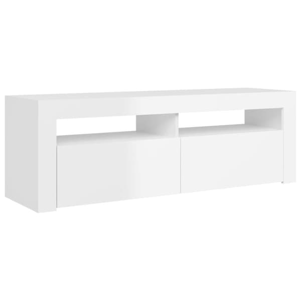 vidaXL TV-bänk med LED-belysning vit högglans 120x35x40 cm - TV-bänkar