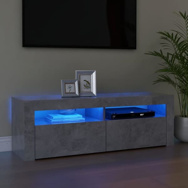 vidaXL tv-bord med LED-lys 120x35x40 cm betongrå -  TV-møbler