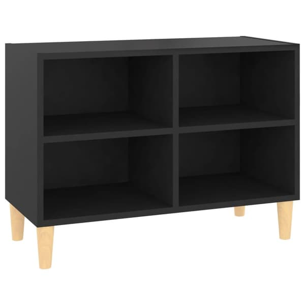 vidaXL tv-skab med massive træben 69,5x30x50 cm sort - TV-møbler