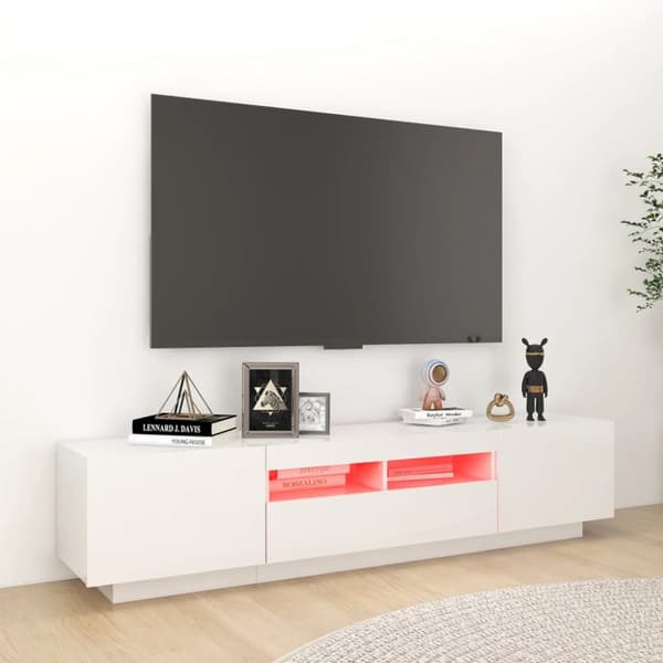 vidaXL TV-taso LED-valoilla korkeakiilto valkoinen 180x35x40 cm -  TV-tasot