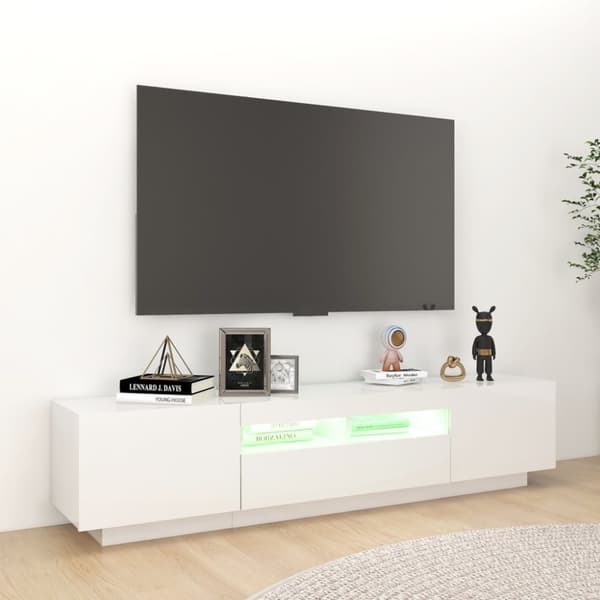 vidaXL TV-taso LED-valoilla korkeakiilto valkoinen 180x35x40 cm -  TV-tasot