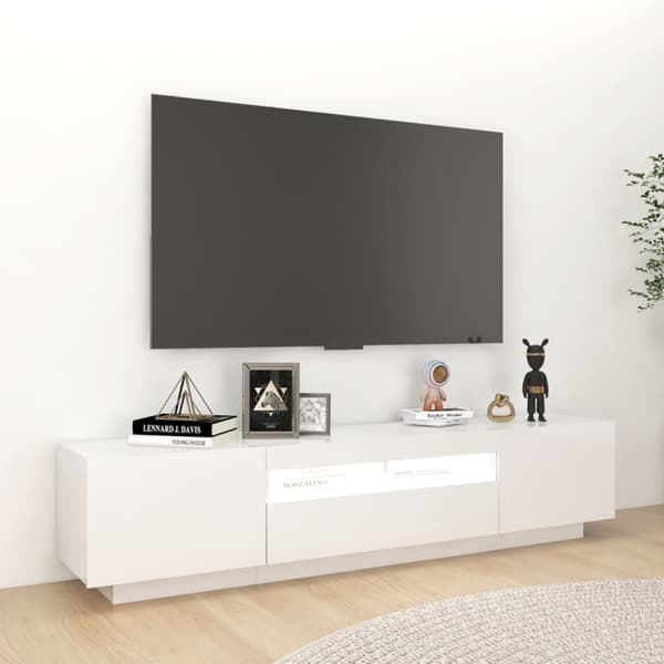 vidaXL TV-taso LED-valoilla korkeakiilto valkoinen 180x35x40 cm -  TV-tasot
