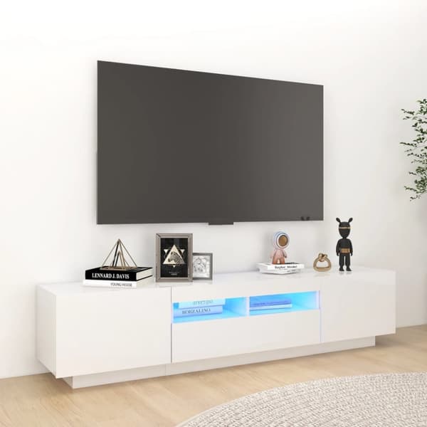 vidaXL TV-taso LED-valoilla korkeakiilto valkoinen 180x35x40 cm -  TV-tasot