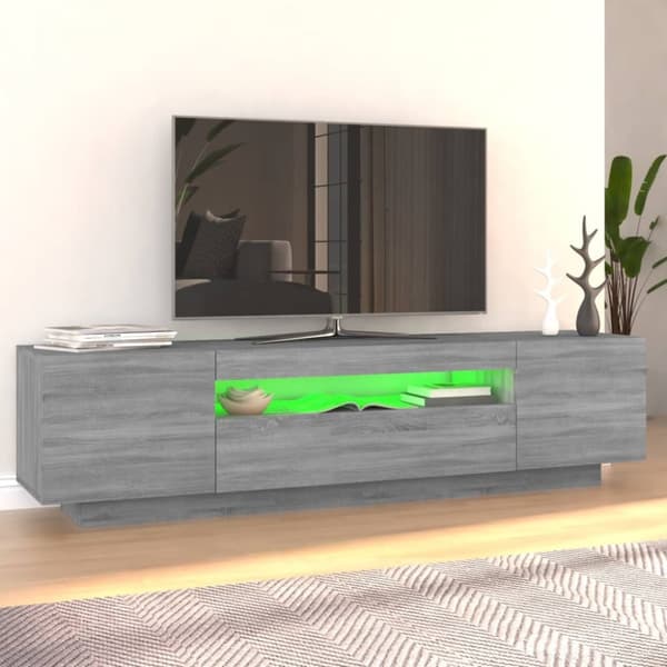 vidaXL TV-bänk med LED-belysning grå sonoma 160x35x40 cm - TV-bänkar