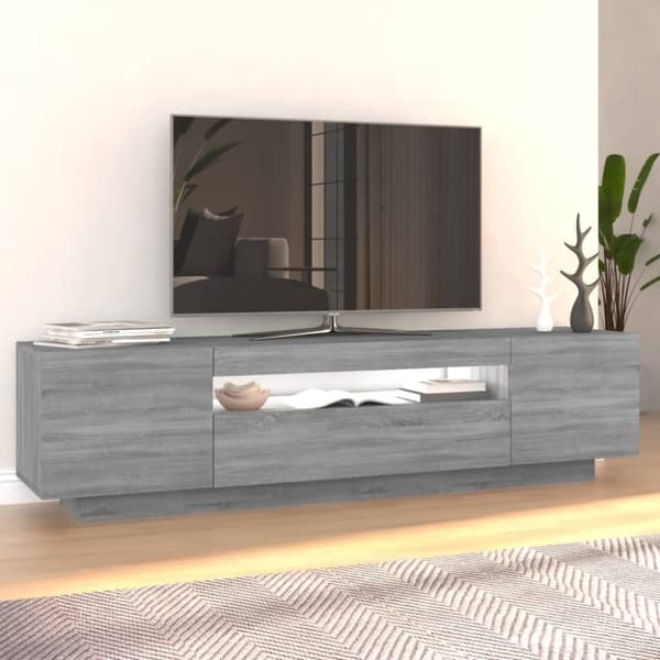 vidaXL TV-bänk med LED-belysning grå sonoma 160x35x40 cm - TV-bänkar