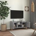 Miniatyrbillede 4 af 10: vidaXL tv-bord med massive træben 103,5x35x50 cm betongrå -  TV-møbler