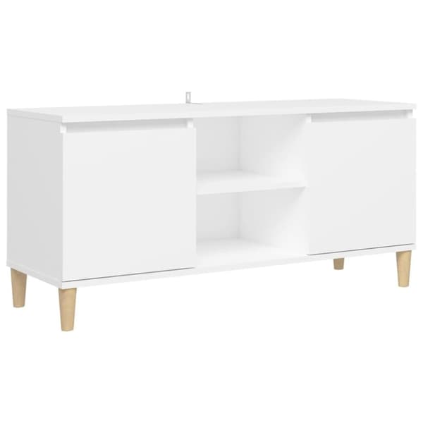 vidaXL TV-bänk med massiva ben vit 103,5x35x50 cm - TV-bänkar