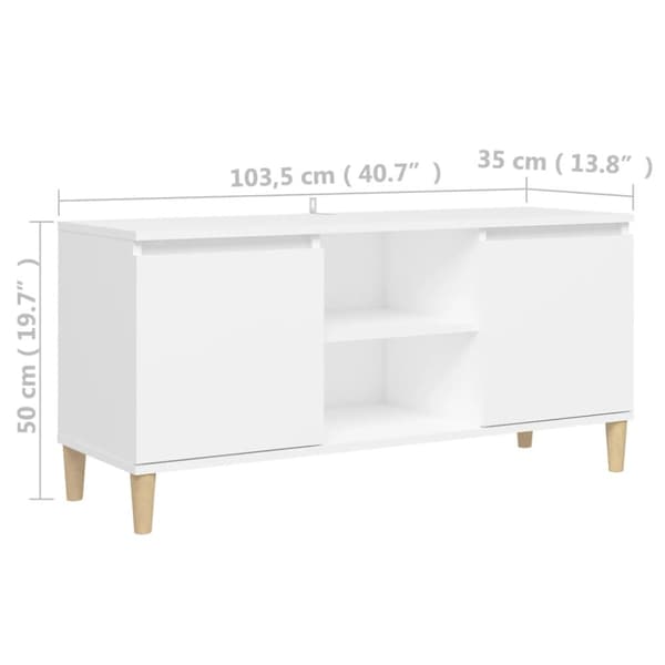 vidaXL TV-bänk med massiva ben vit 103,5x35x50 cm - TV-bänkar