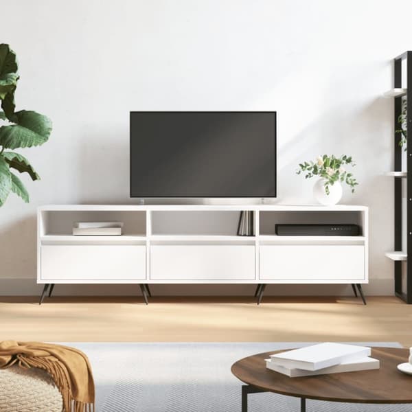 vidaXL tv-bord 150x30x44,5 cm konstrueret træ hvid - TV-møbler
