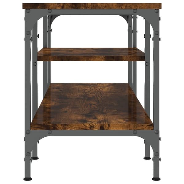 vidaXL Tv-bänk rökfärgad ek 121x35x45 cm konstruerat trä & järn - TV-bänkar