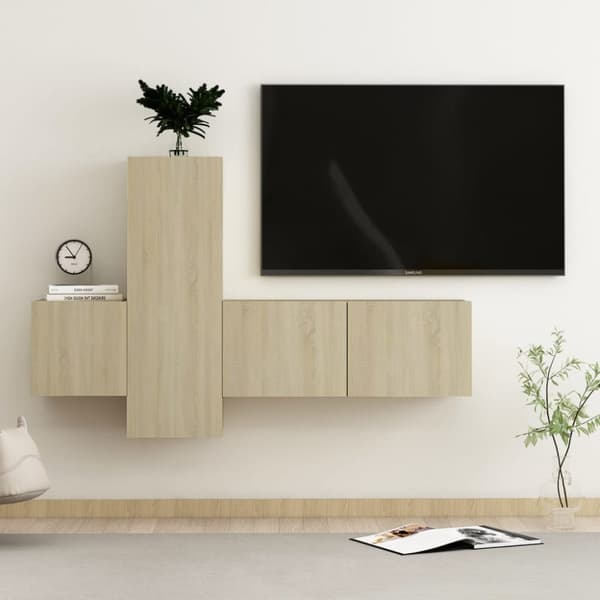 vidaXL tv-skabe 3 dele spånplade sonoma-eg -  TV-møbler