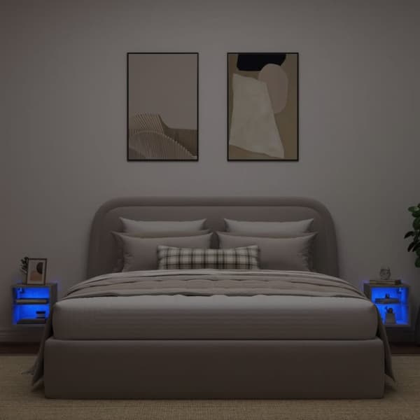 vidaXL Väggmonterad tv-bänk LED 2 st betonggrå 30x28,5x30 cm -  TV-bänkar