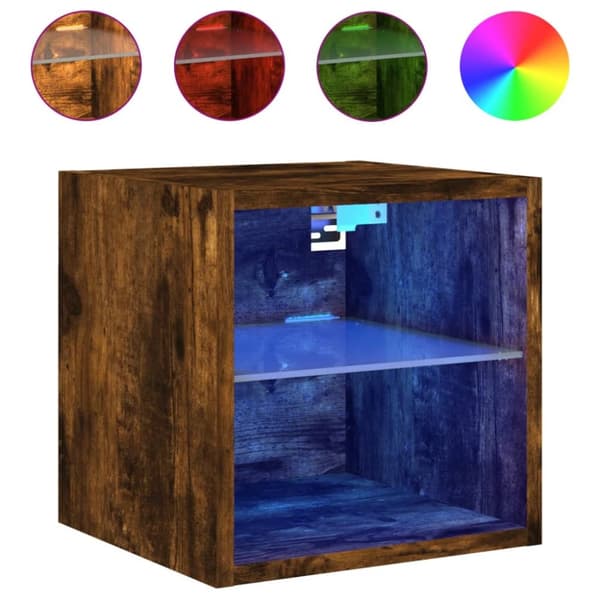 vidaXL Väggmonterad tv-bänk LED 2 st rökfärgad ek 30x28,5x30 cm -  TV-bänkar