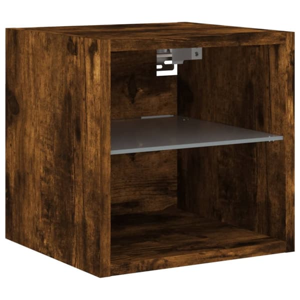 vidaXL Väggmonterad tv-bänk LED 2 st rökfärgad ek 30x28,5x30 cm -  TV-bänkar