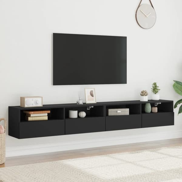 vidaXL væghængte tv-borde 2 stk. 100x30x30 cm konstrueret træ sort -  TV-møbler