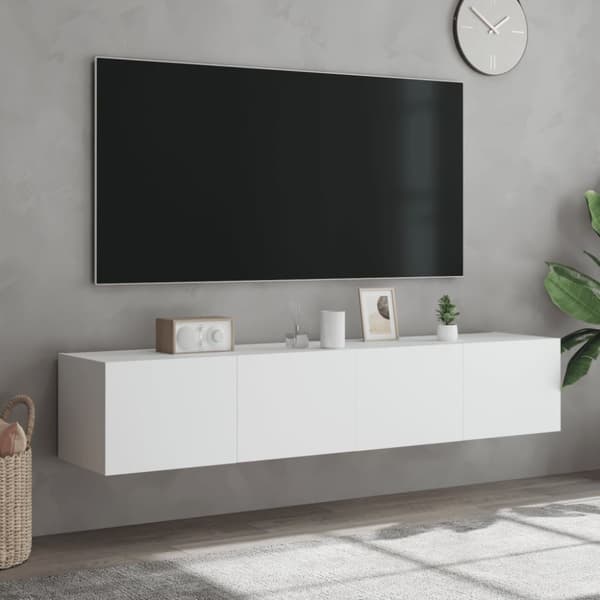 vidaXL Väggmonterad tv-bänk LED 2 st vit 80x35x31 cm - TV-bänkar