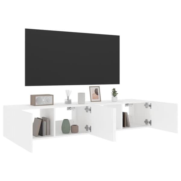 vidaXL Väggmonterad tv-bänk LED 2 st vit 80x35x31 cm - TV-bänkar