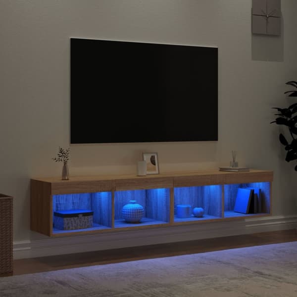 vidaXL Tv-bänk med LED-belysning 2 st sonoma-ek 80x30x30 cm - TV-bänkar
