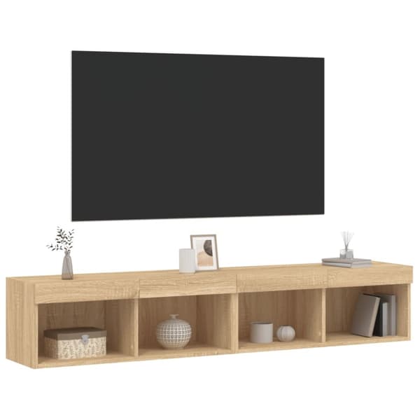 vidaXL Tv-bänk med LED-belysning 2 st sonoma-ek 80x30x30 cm - TV-bänkar