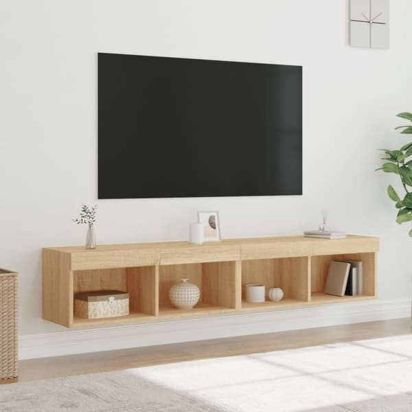 vidaXL Tv-bänk med LED-belysning 2 st sonoma-ek 80x30x30 cm - TV-bänkar