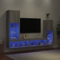 Miniatyrbillede 5 af 11: vidaXL tv-møbel til væg 4 dele med LED-lys konstrueret træ grå sonoma -  TV-møbler