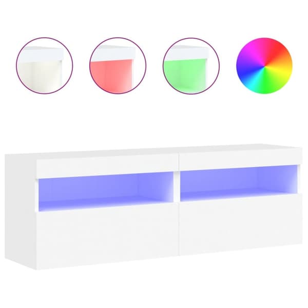 vidaXL TV-seinäkaapit LED-valoilla 2 kpl valkoinen 60x30x40 cm - TV-tasot