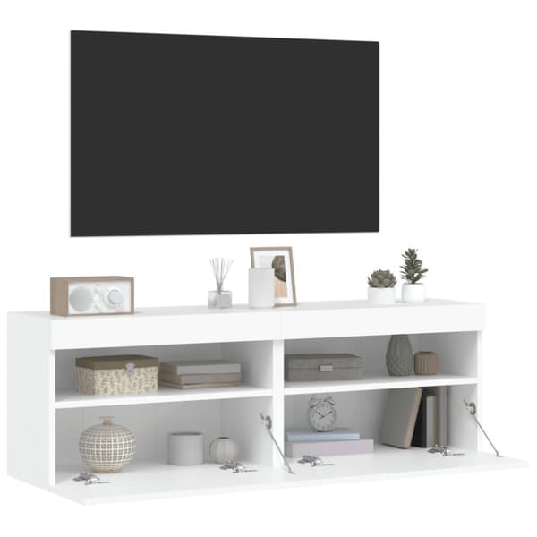 vidaXL TV-seinäkaapit LED-valoilla 2 kpl valkoinen 60x30x40 cm - TV-tasot