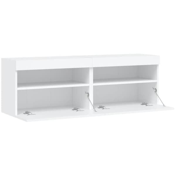 vidaXL TV-seinäkaapit LED-valoilla 2 kpl valkoinen 60x30x40 cm - TV-tasot